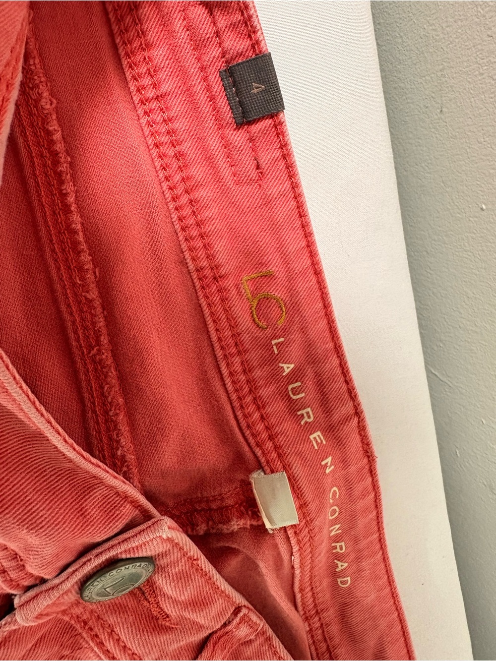 Women’s Coral Pink Straight-Leg Jeans - Picture 2 of 3